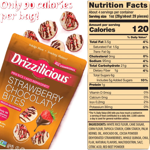 Drizzilicious Strawberry Chocolaty Bites, Mini Rice Cakes
