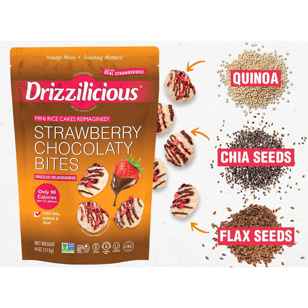 Drizzilicious Strawberry Chocolaty Bites, Mini Rice Cakes