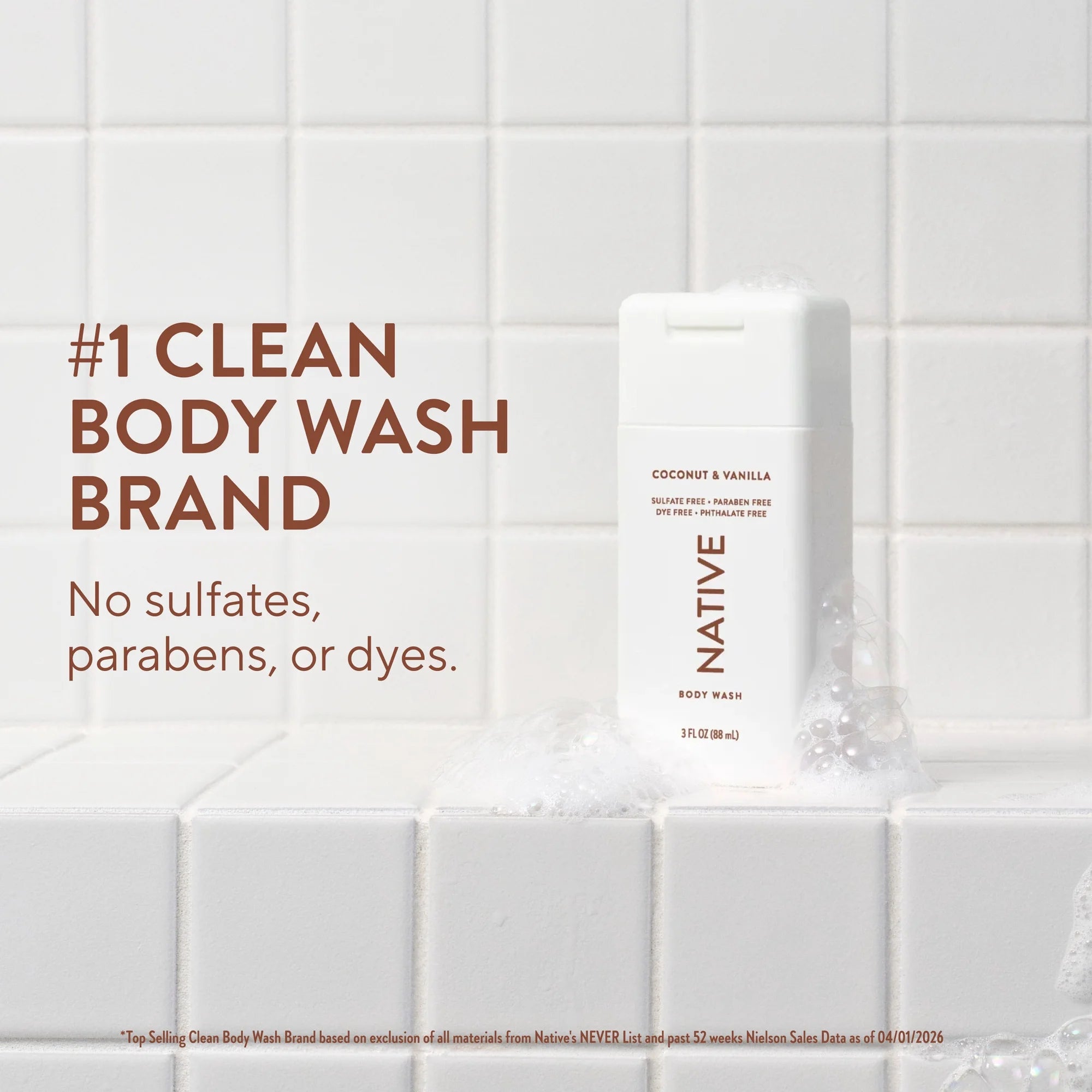 Native Coconut & Vanilla Body Wash, 3 oz Travel