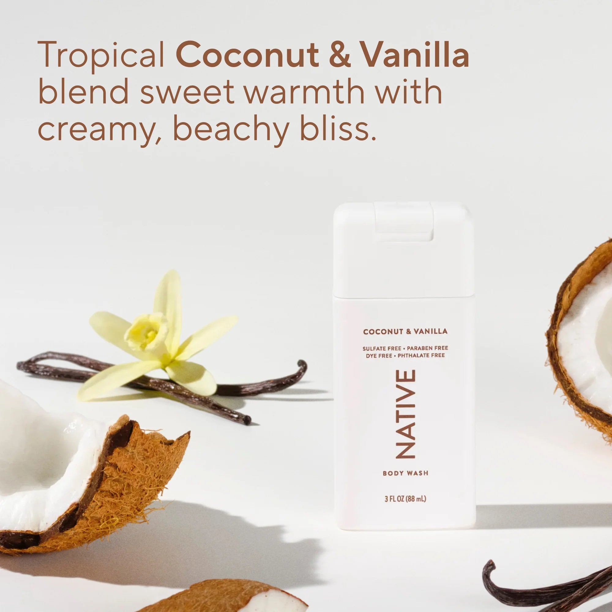 Native Coconut & Vanilla Body Wash, 3 oz Travel
