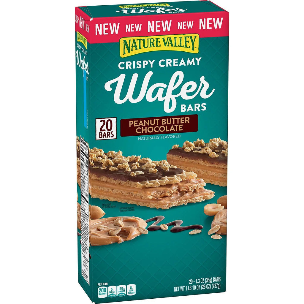 Nature Valley Crispy Creamy Wafer Bars, Peanut Butter Chocolate, 20 ct