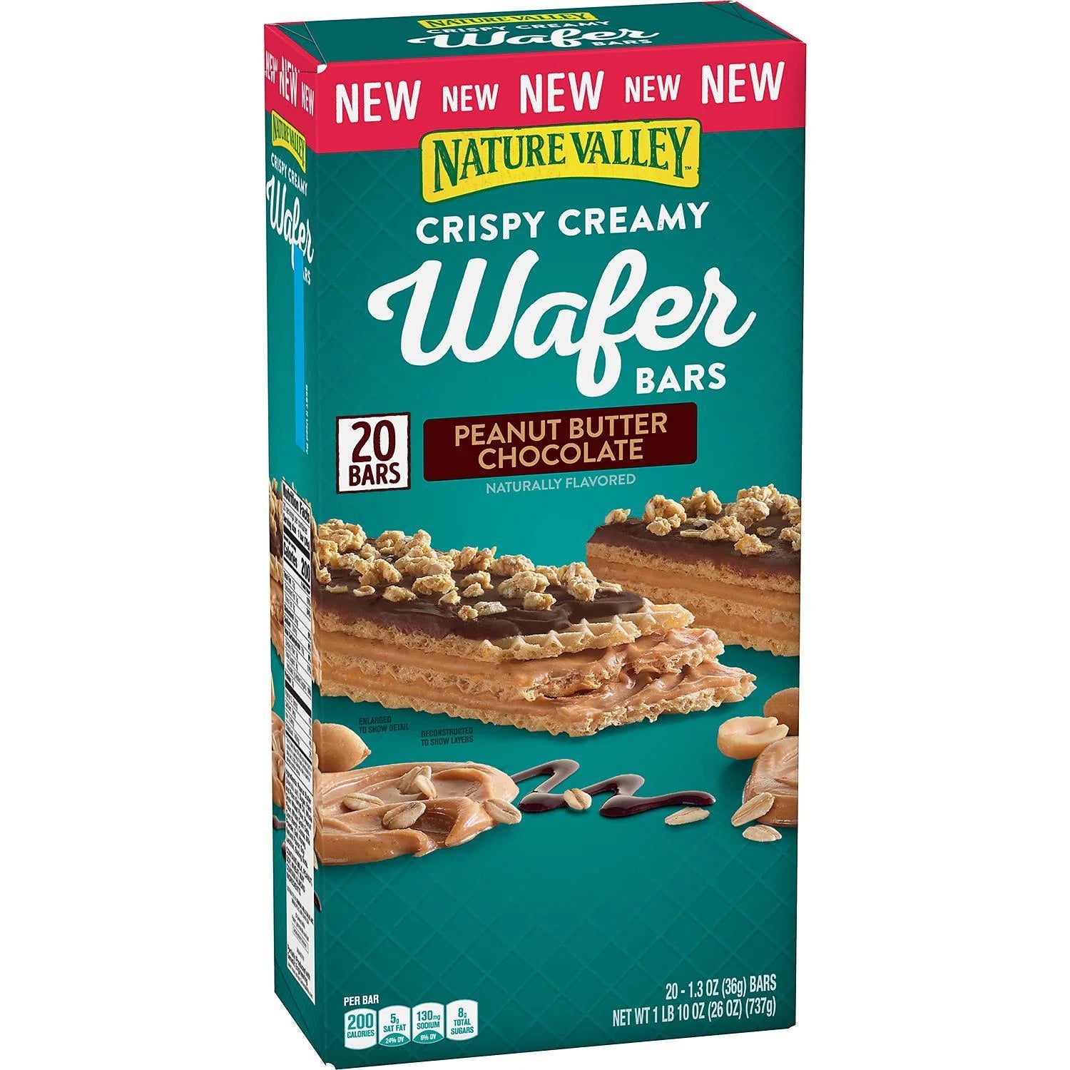 Nature Valley Crispy Creamy Wafer Bars, Peanut Butter Chocolate, 20 ct